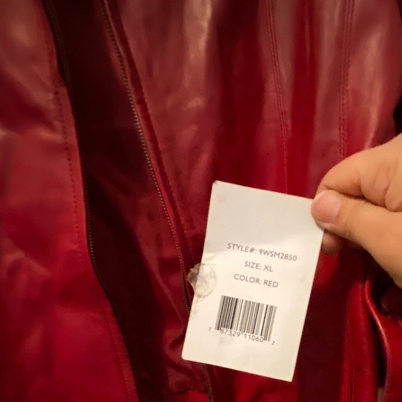 NWT Nine West Cherry Red Leather Zip Jacket - Picture 11 of 11